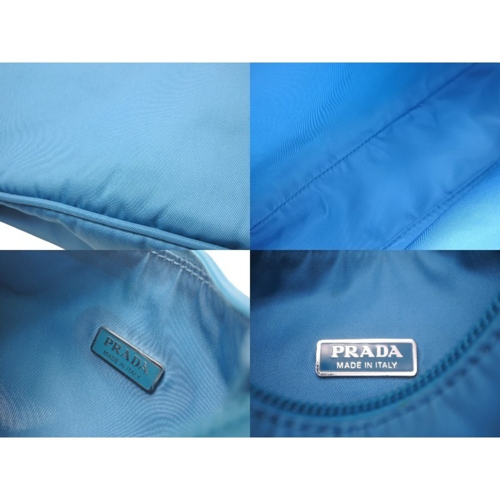 PRADA Hobo Handbag Blue Triangle Logo One Shoulder - Picture 10 of 10